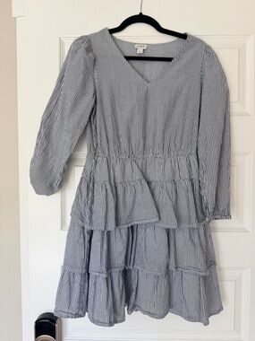 J. Crew Navy & White Striped Shirt Dress